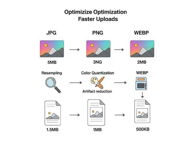 Reduce JPG, PNG, or WEBP File Size for Faster Uploads
